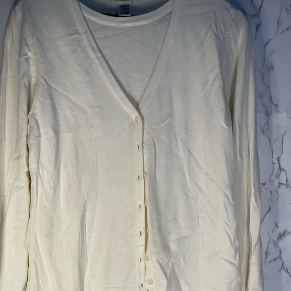 Vintage Yarn works Women’s Cream Cardigan With Lining Shirt Attached Size Medium - Picture 1 of 6